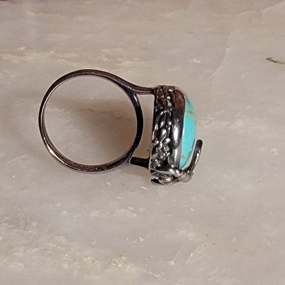 Sterling Silver and Turqouise Ring with Dragonfly Design, Size 7.5 - Picture 5 of 10